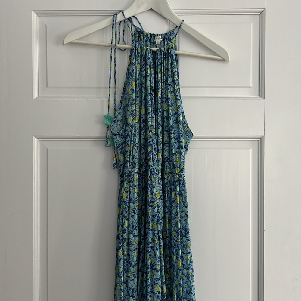 Blue Floral Halter Maxi Dress - Picture 4 of 5